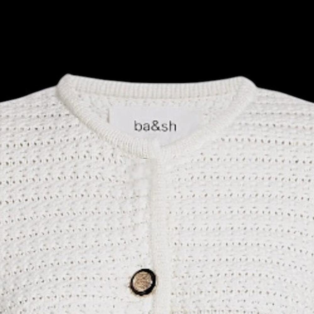 ba&sh Cream Textured Button-Front Sweater Jacket - Picture 2 of 8
